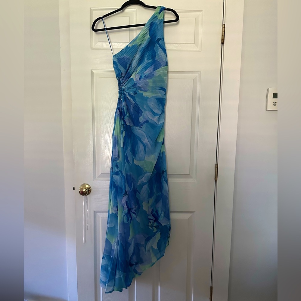 Elegant Blue One Shoulder Dress